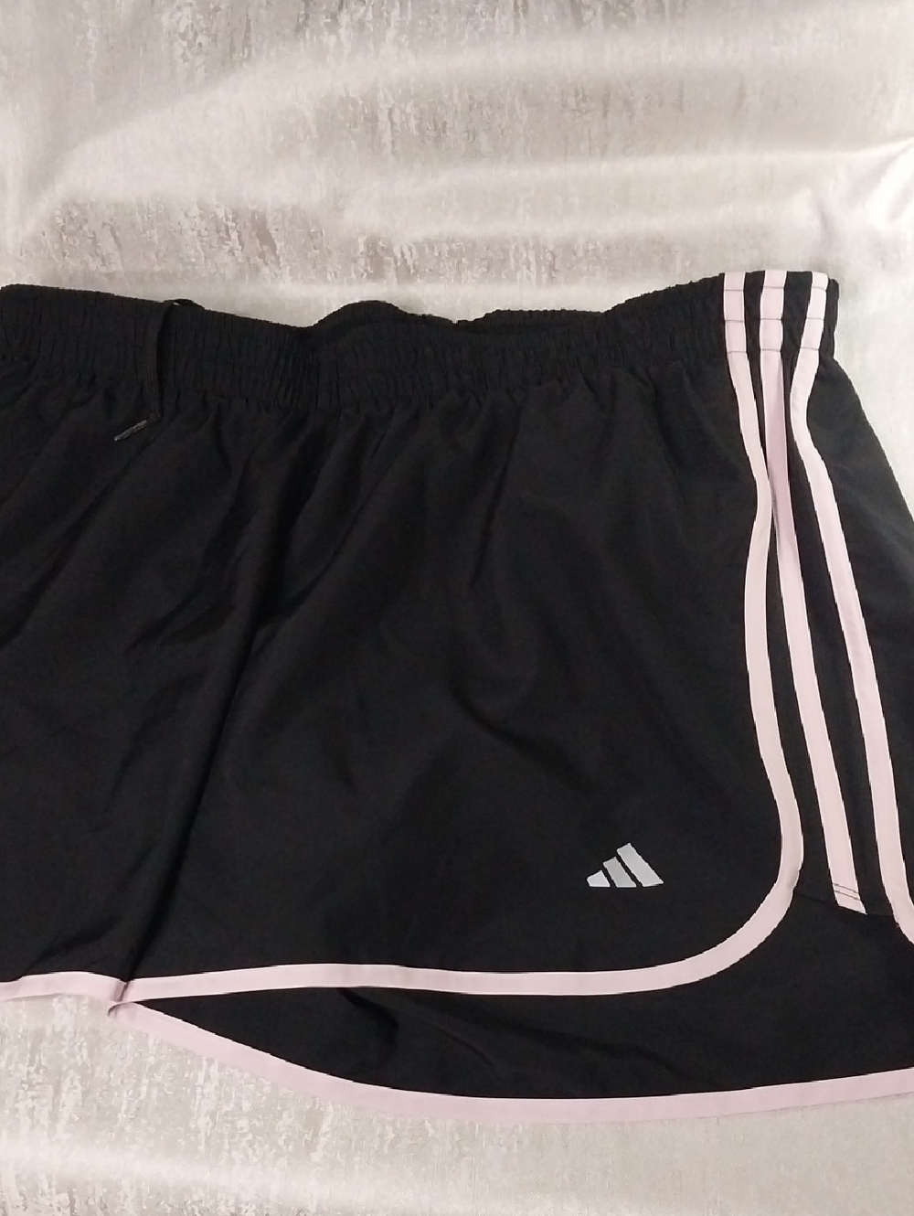 adidas Black Athletic Shorts with Light Pink Trim